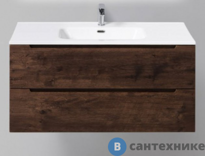 картинка Тумба под раковину BelBagno 100 см ETNA-1000-2C-SO-RW-P подвесная с двумя выкатными ящиками, Rovere Moro