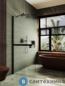 картинка Душевая перегородка в профиле MaybahGlass 1950*690 Стекло 8 мм Сатин +Полотенцесушитель (MGD-725-6ш)