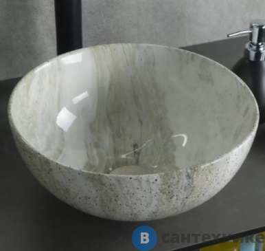 картинка Раковина накладная GID-ceramic Mnc487 под камень глянцевый (320х320х140)