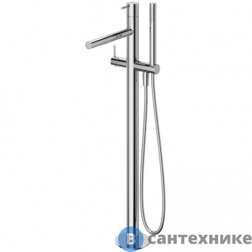 картинка Смеситель Cezares LEAF-VDP-L-01 напольный для ванны и душа однорычажный в комплекте с ручным душем и шлангом, Хром