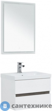 картинка Комплект мебели Aquanet Беркли 60 белый глянец/дуб рошелье белый глянец (258905)