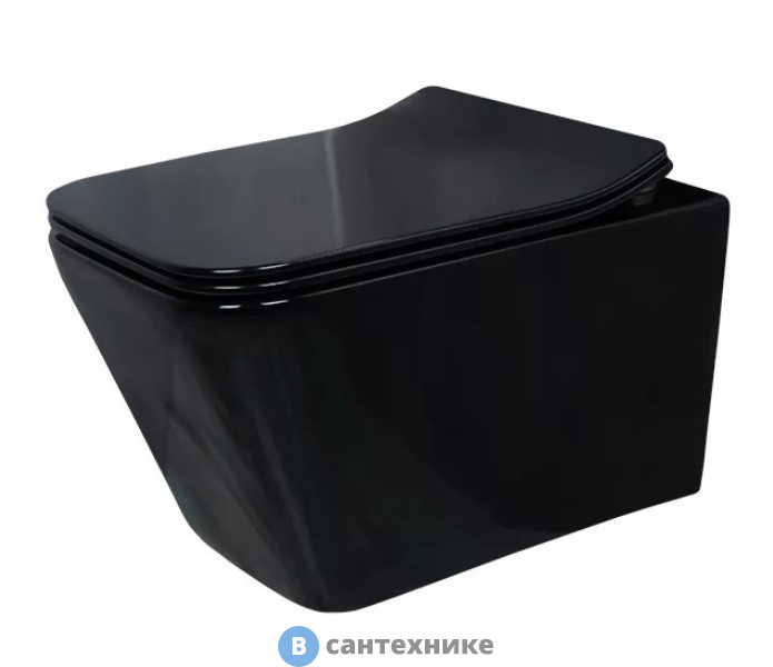 Унитаз подвесной GID-ceramic Tr2144BL чёрный глянцевый (520х360х365)