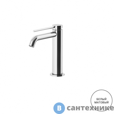 картинка Смеситель Gattoni CIRCLE TWO для раковины высокий 177 мм, на 1 отверстие, излив 135 мм, с донным клапаном, BIANCO OPACO (9144/91BO)