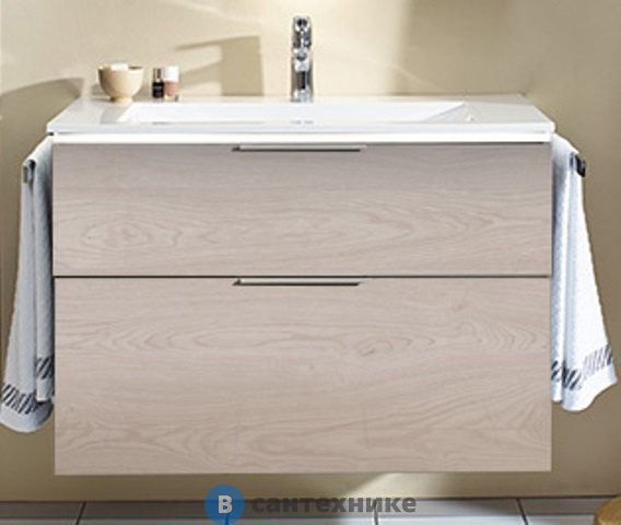 Тумба BURGBAD Eqio подвесная с умывальником 930х490х645 мм. 2 ящика с ручкой желоб., c 1 отв под смес. фланелевый дубовый F2632 (SEYQ093F2632C001*1)