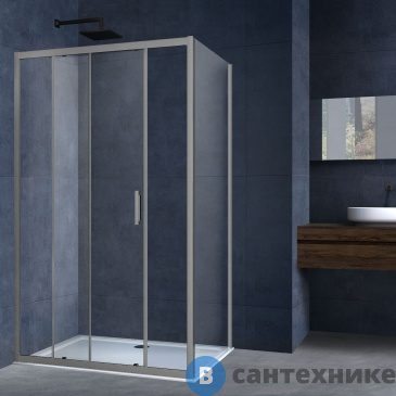 картинка Душевой уголок Vincea Alpha VSR-3AL8011CLGM, 1100*800, вороненая сталь, стекло прозрачное