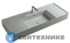 Раковина TECLA TWENTY TW14011 чаша малая в центре, белый глянцевый, 121x46x12,5