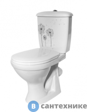 картинка Унитаз-компакт Оскольская керамика декор Одуванчик А Стандарт, сиденье полипропилен (44901110122)