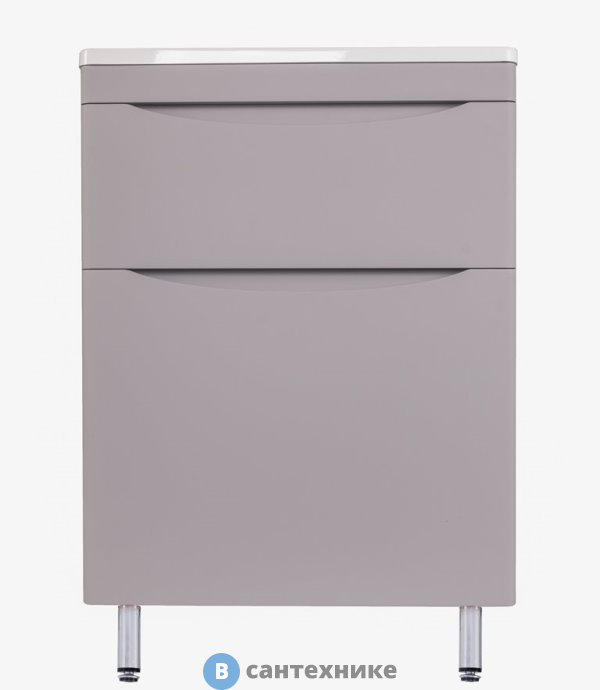 Тумба под раковину Style line Бергамо мини 60 (2 ящ.) Люкс антискрейтч серый, напольная PLUS (2000949236797)