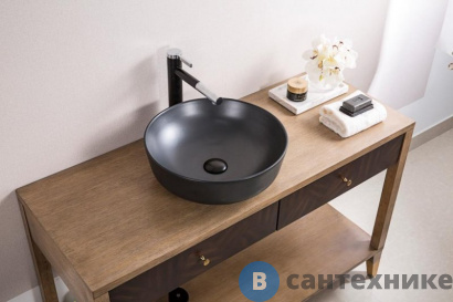 картинка Раковина BelBagno BB1315-H301 накладная керамическая, круглая, чёрная матовая 410x410x130