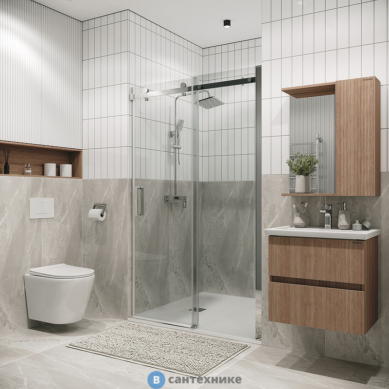 Дверь в нишу Grossman Classic 100.K33.04.160.10.00 (160х195) хром, стекло прозрачное, раздвижная