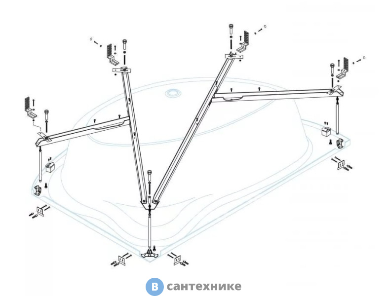 Металлический каркас Cezares TEBE-MF-L для акриловой ванны