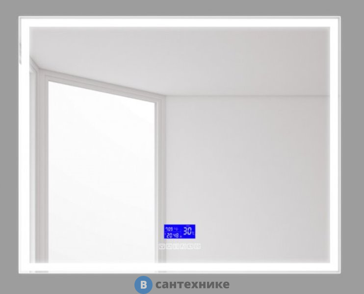 Зеркало BelBagno SPC-GRT-1200-800-LED-TCH-RAD с встроенным светильником, сенсорным выключателем, bluetooth, цифровым термометром, радио 1200x30x800