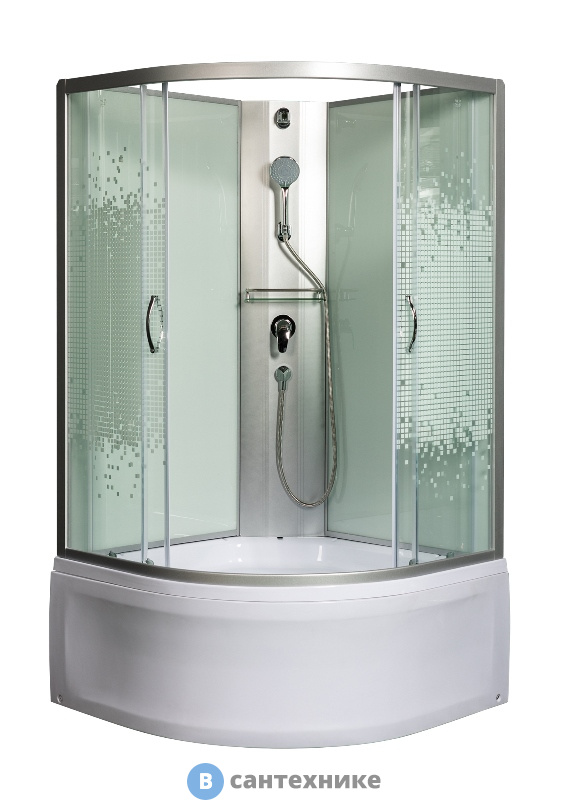 Душевая кабина МОНОМАХ Б/К 100/44 С МЗ б/крыши, 1000*1000*2060, полукруг (10000005788)