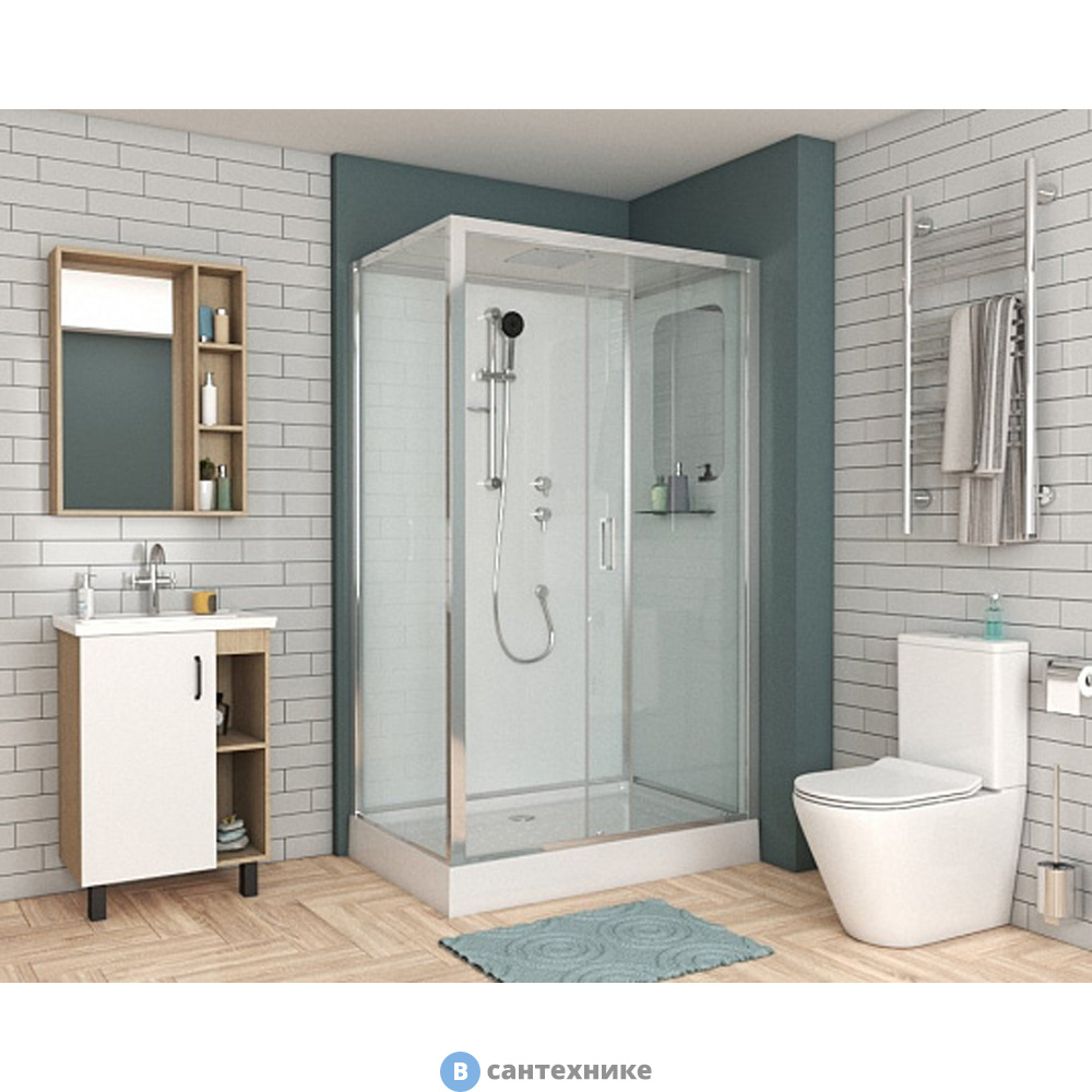 Душевая кабина Niagara NG-6012-01QL (1200х800х2100) низкий поддон (16 см) стекло прозрачное,  (60120114QL)