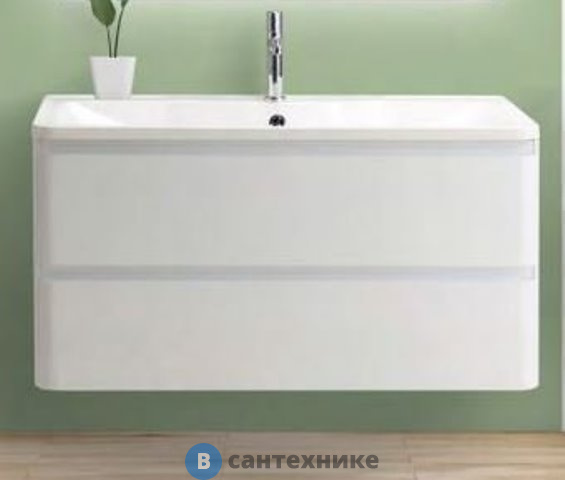 Тумба под раковину BelBagno ALBANO подвесная с двумя выкатными ящиками, Bianco Lucido, 1200x450x500 (ALBANO-1200-2C-SO-BL)