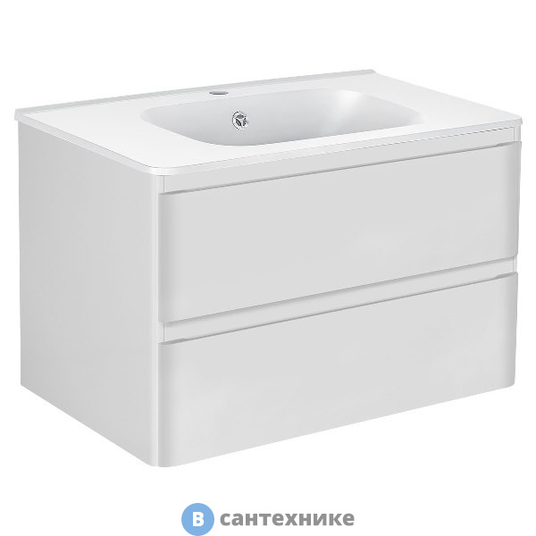 Тумба под раковину Vincea Vico 800 подвесная, 2 выкатных ящика soft close, G.White (VMC-2V800GW)
