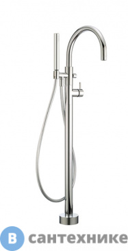 картинка Смеситель CISAL Less New внешняя часть, напольный, для ванны с ручным душем со шлангом 150 см, хром (LN01420021), без внутренней части