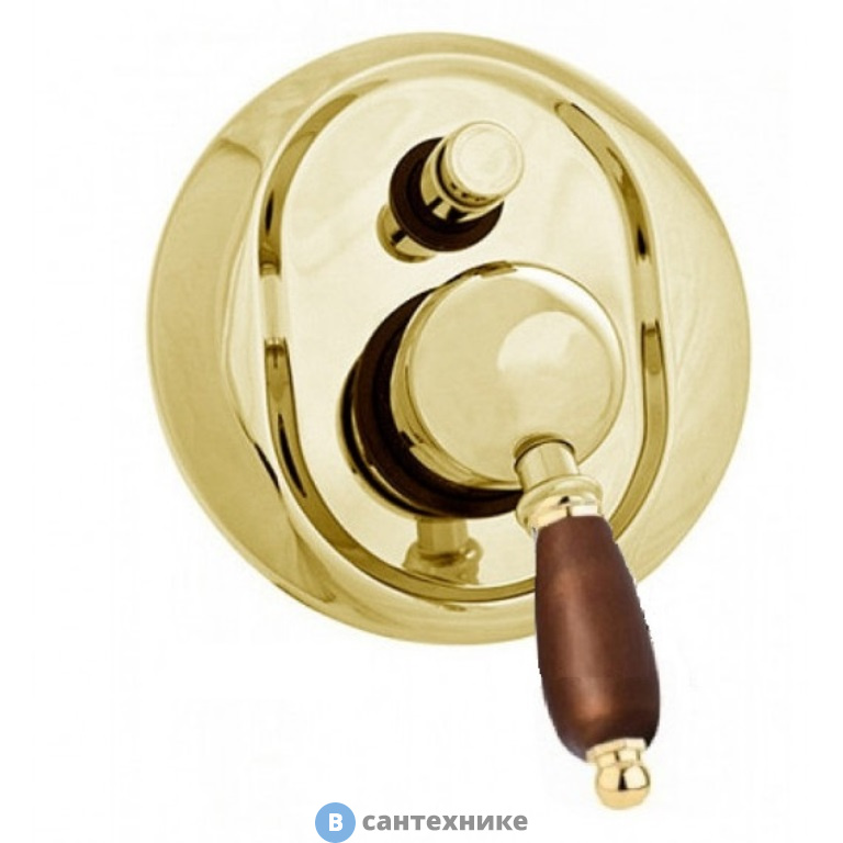 Смеситель Cezares ELITE-VDIM-03/24-Nc встраиваемый однорычажный для душа с переключателем,золото, ручка орех