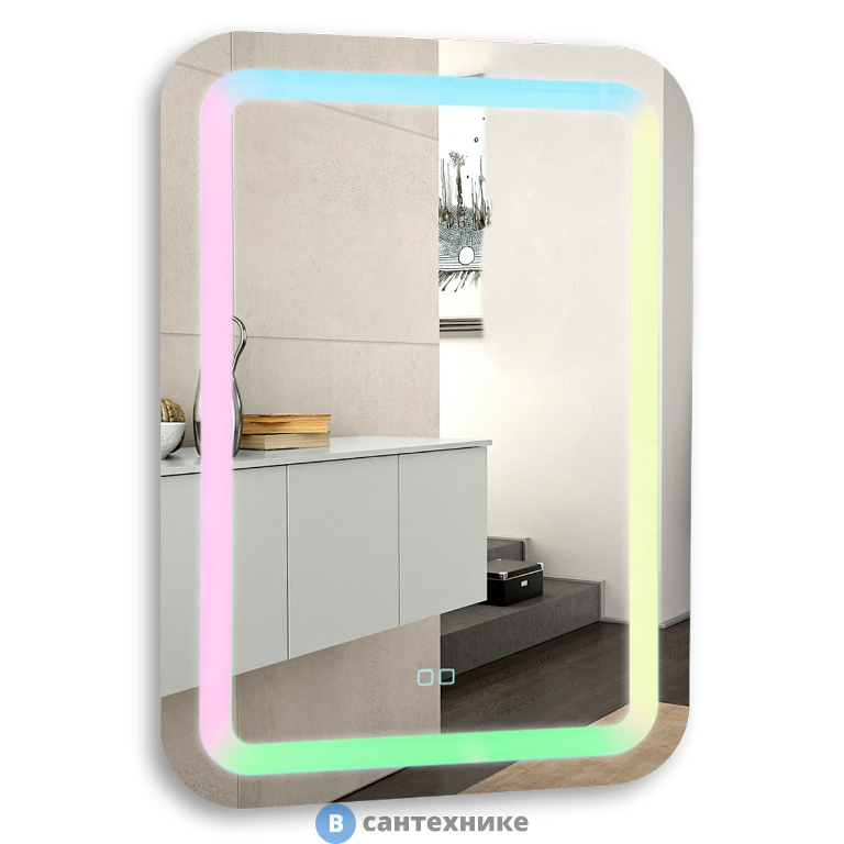 Зеркало AZARIO Мальта RGB 550*800 мульти-цвет, сенсор выкл (LED-00002511)