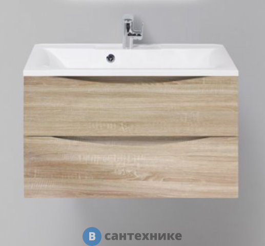 Тумба под раковину BelBagno 80 см MARINO-800-2C-SO-WO-P подвесная с двумя выкатными ящиками, Rovere Bianco