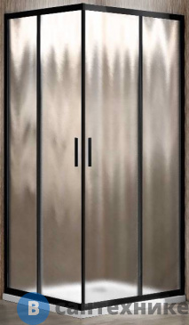 картинка Душевой уголок Vincea Garda VSS-1G900CHB, 900*900, черный матовый, стекло шиншилла, без поддона