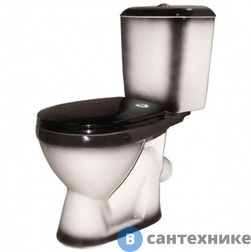 картинка Унитаз-компакт ROSA Лира декор чёрный, н/п., под кн/арм. (бачок,+арм., сид.)