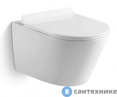 картинка Унитаз Black&White W-703 подвесной Rimless / UF seat cover / Fixing screw (480x370x370)