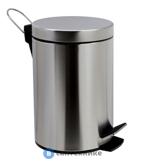 Ведро с педалью WasserKRAFT K-665, 5L, с микролифтом покрытие "матовый хром", нержавеющая сталь, ABS - пластик