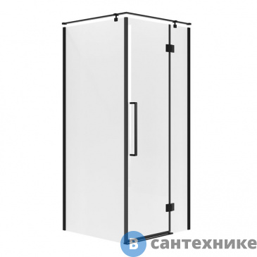 картинка Душевое ограждение Niagara NG-6831-34 BLACK (90*90*195) квадрат, распашная, черный матовый, стекло прозрачн, без поддона