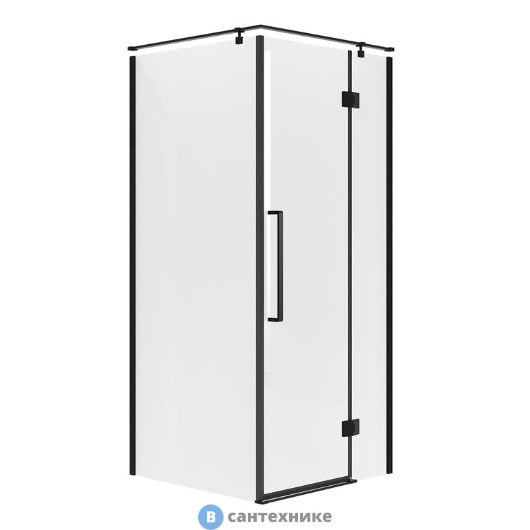 Душевое ограждение Niagara NG-6831-34 BLACK (90*90*195) квадрат, распашная, черный матовый, стекло прозрачн, без поддона