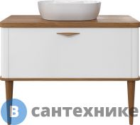 Тумба с раковиной VOQ Maestro 100 ultra white&natural walnut (554501)
