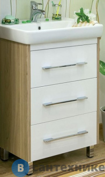 картинка Тумба Sanflor ЛАРГО 60 напольная белый/вяз эмаль, под умывальник Фостер-60 (С2107)