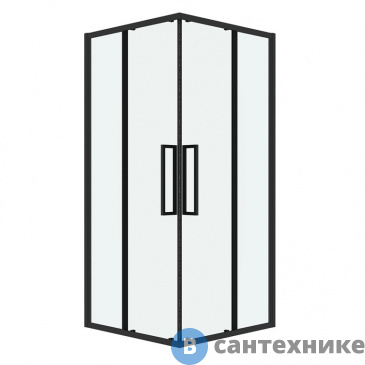 картинка Душевое ограждение Grossman Cosmo 300.K33.02.9090.21.00 (90*90*195) квадрат, раздвижн, черн. матов., стекло прозрачн, без поддона