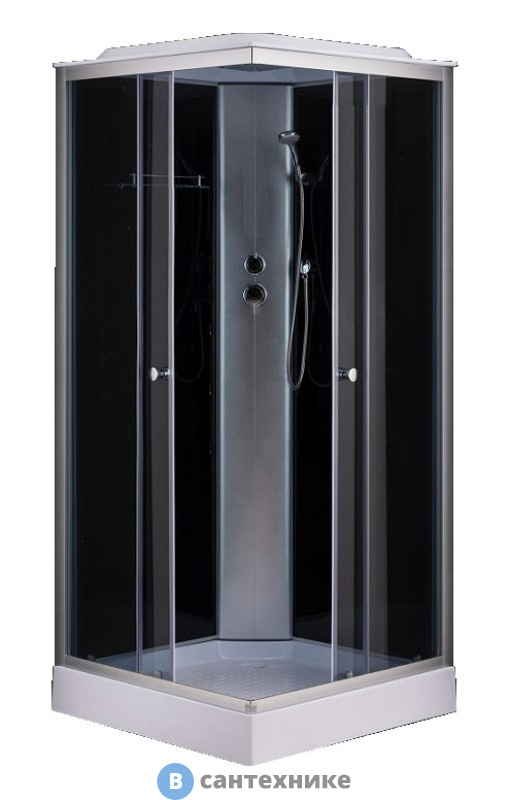 Душевая кабина Loranto CS-6491G (CS-8072), 90*90*215 низкая, серая, квадратная