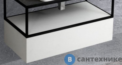 картинка Тумба под раковину Cezares CADRO-80-1C-SO-BG-BLUM под металлический каркас подвесная с одним выкатным ящиком c механизмами PUSH (BLUM) и функцией плавного закрывания, без верхней крышки Bianco Ghiaccio (80x46x25)