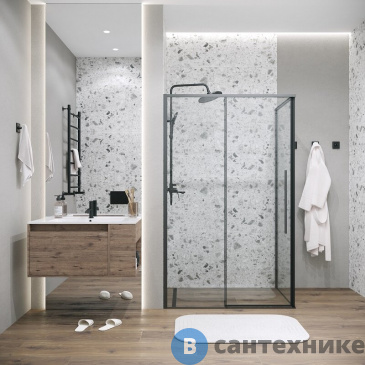 картинка Душевое ограждение Grossman Galaxy (110х100х195) раздвижная, черный матовый, стекло прозрачное (120.K33.01.1110.21.00)