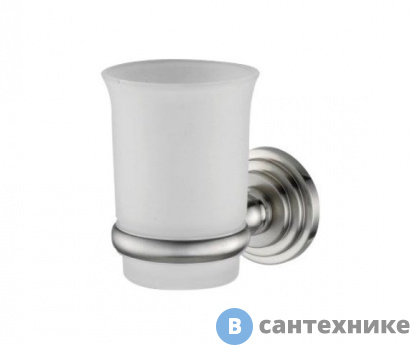 картинка Подстаканник стеклянный WasserKRAFT Ammer K-7028 металл, покрытие "матовый хром", матовое стекло