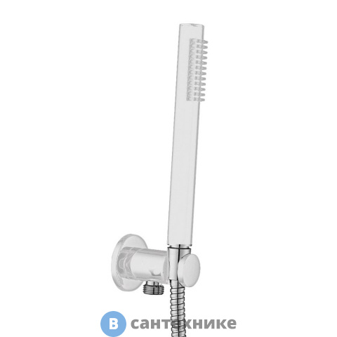 Ручной душ Cezares CZR-DEFA1-BIO с гибким шлангом 150 см, штуцером и держателем, белый матовый