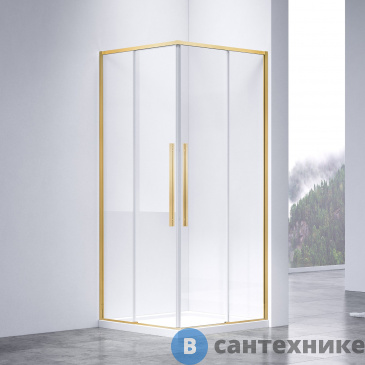 картинка Душевой уголок Vincea Slim-N VSS-4SN900CLG, 900*900, брашированное золото, стекло прозрачное