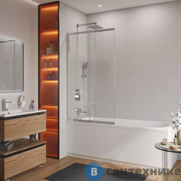 картинка Душевая шторка CEZARES SLIDER-VF-11-90/150-C-GM на ванну