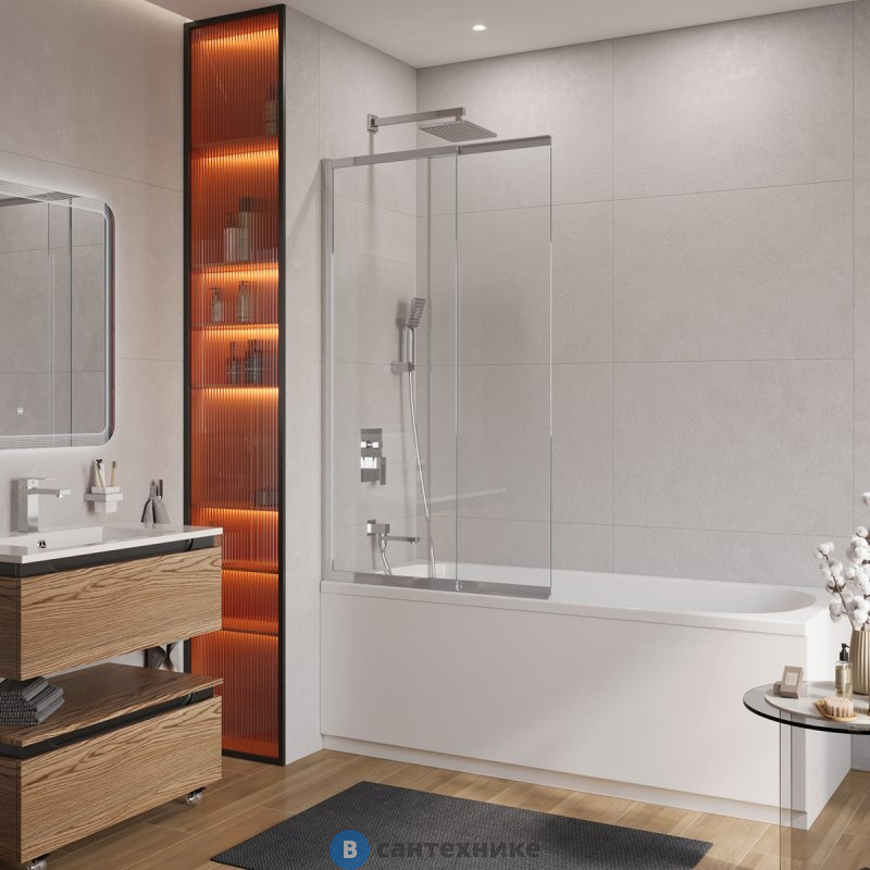 Душевая шторка CEZARES SLIDER-VF-11-90/150-C-GM на ванну