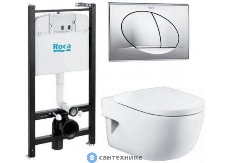 Инсталляция комплект Roca MEREDIAN 893104110 (подвесной унитаз + инсталляция + кнопка + сиденье)