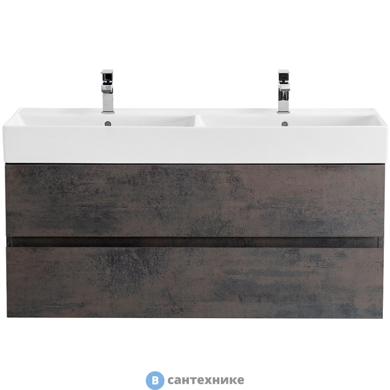Тумба под раковину Cezares MOLVENO 46 подвесная, под раковину с двумя чашами, с двумя выкатными ящиками, Ossido, 1200x460x500, MOLVENO 46-120-2C-SO-2-OSS