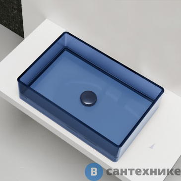 картинка Раковина ABBER Kristall AT2803Saphir накладная прозрачная, синяя