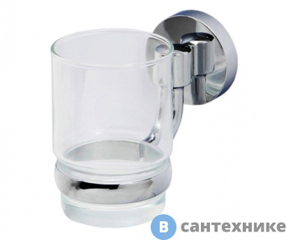 картинка Подстаканник стеклянный WasserKRAFT Rhein K-6228 металл, хромоникелевое покрытие, прозрачное стекло