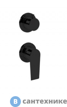 картинка Смеситель Cezares NAUTIC-VDIM3-M-NOP встраиваемый, однорычажный для душа с поворотным переключателем на 3 выхода, чёрный матовый