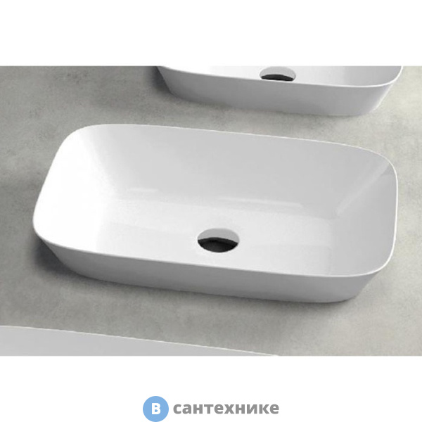 Раковина AZZURRA PRUA накладная 60х40хн15см без отв. под смеситель, белый (PRLN06040000BI/(PRU60/IN bi)*0)