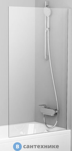 Шторка для ванны Ravak Pivot PVS1-80 блестящая + Транспарент (79840C00Z1)