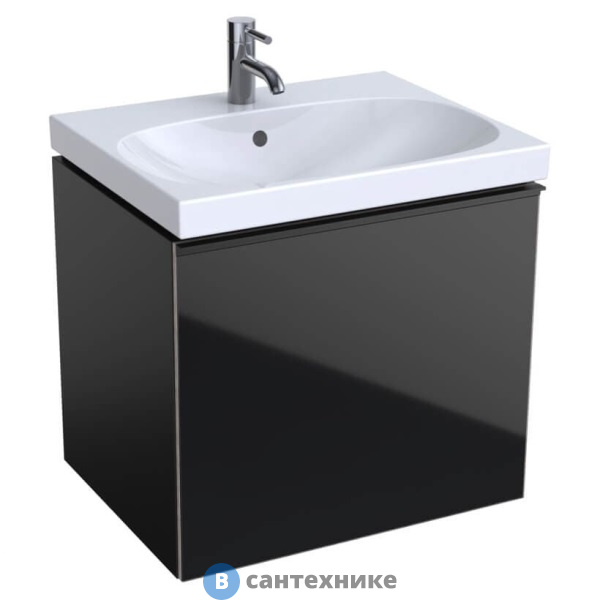 Тумба под раковину Geberit 500.609.16.1 ACANTO /59,5x53,5x47,6/ (черное стекло/черный матовый-лак)