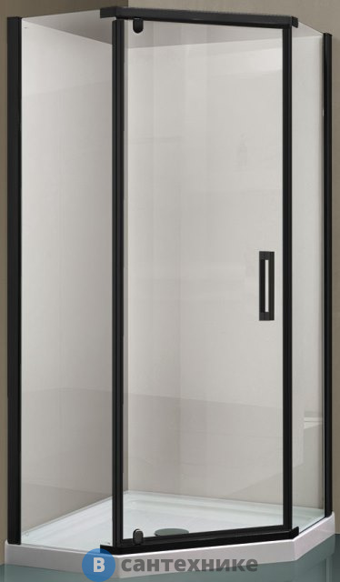 Душевой уголок Vincea Stresa VSP-1S900CLB, 900*900, черный, стекло прозрачное, без поддона